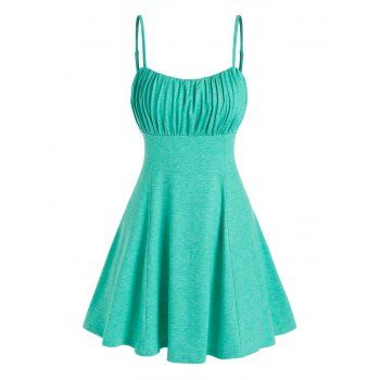 

Thin Straps Ruched Bust Mini Dress, Green