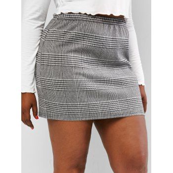 

Plus Size Houndstooth Plaid Slinky Skirt, Multicolor