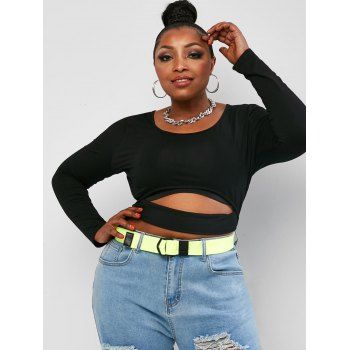 

Plus Size Cutout Scoop Neck Crop Top, Black