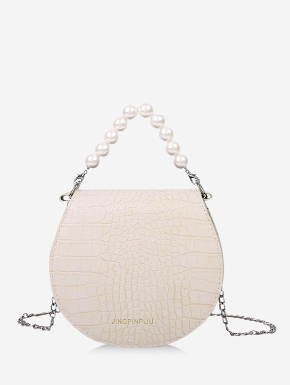 Sac à Main Fausse Perle avec Chaîne à Bretelle - Blanc de Crème 