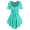 T-shirt Evasé Tunique Croisé Boutonné - Vert clair XL