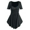 T-shirt Evasé Tunique Croisé Boutonné - Gris Foncé S