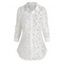 Chemise Transparente Imprimée Fleur à Manches Longues - Blanc XL