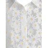 Chemise Transparente Imprimée Fleur à Manches Longues - Blanc XL