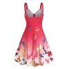 Ombre Butterfly Ruched Bust High Rise Cami Dress - LIGHT PINK M