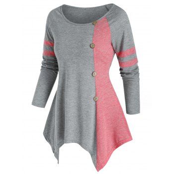 

Colorblock Stripe Handkerchief T Shirt, Multicolor