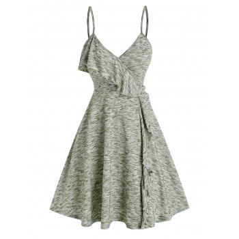 

Flounce Surplice Asymmetric Slip Dress, Light green