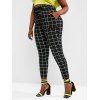 Pantalon Motif à Carreaux Taille Paperbag de Grande Taille - Noir XL