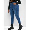 Jean Fuselé Taille Haute à Ourlet Brut de Grande Taille - Bleu 2XL