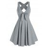 Robe Croisée à Col Plongeant avec Nœud Papillon - Gris XL