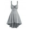 Robe d'Eté Haute Basse Chinée sans Manches à Lacets Style Corset - Gris Clair XL