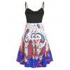 Plus Size Paisley Dot Pattern Slip Holiday Dress - multicolor L