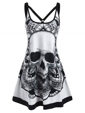 Skull Flower O Ring Strappy Tank Dress
