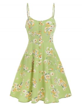 Bohemian Sundress Floral Print Pockets Fit and Flare Dress