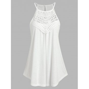 

Lace Insert Cut Out Cami Top, White