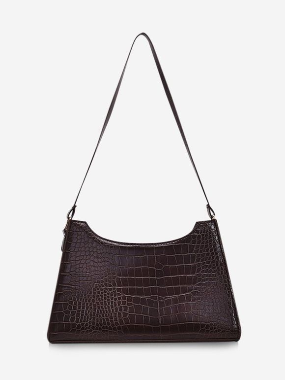Sac à Bandoulière Rétro Texturé en Cuir PU - Café profond 