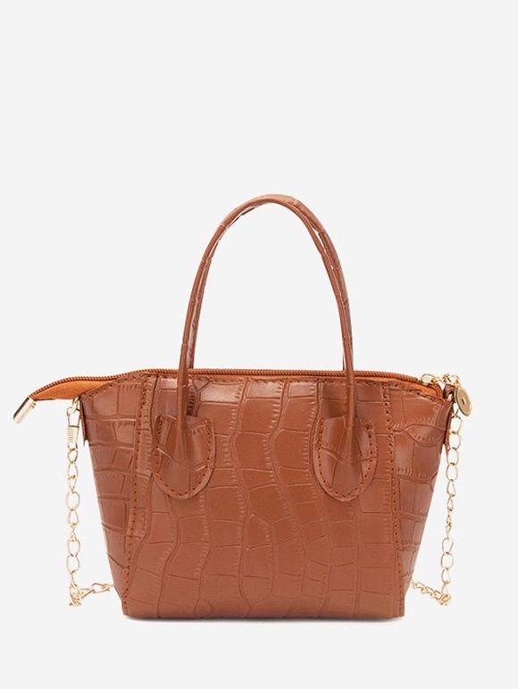 Sac Fourre-tout Pierre en Couleur Unie avec Chaîne - Châtaigne Rouge 