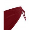 Mesh Flounce Overlay Halter Tie Side Tankini Swimwear - DEEP RED S