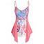 Débardeur Irrégulier Bandeau 2 en 1 à Imprimé Plume Fleur Bohème - Rose clair S