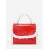 Sac à Main avec Chaîne à Bord en Fausse Fourrure - Rouge Rubis 