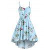 Robe Mi-longue Haute Basse à Imprimé Floral - Bleu clair XL