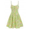 Bohemian Sundress Floral Print Pockets Fit and Flare Dress - LIGHT GREEN L