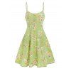 Robe Ajustée Evasée à Imprimé Fleurie avec Poches Style Bohémien - Vert clair M
