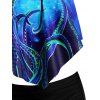 Maillot de Bain Tankini Superposé à Imprimé Pieuvre à Volants - multicolor S
