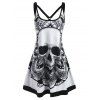Summer Gothic Skull Flower O Ring Strappy Tank Dress