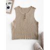 Débardeur en Tricot avec Demi-bouton de Grande Taille - café lumière L