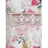 Bohemian Sundress Lace Panel Floral Print A Line Cami Dress - WHITE XXXL
