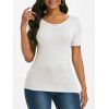 T-shirt Floral à Empiècement en Dentelle Transparente - Blanc L