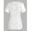 T-shirt Floral à Empiècement en Dentelle Transparente - Blanc M