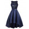 Sparkly Sequined Dip Hem Party Midi Dress - DEEP BLUE S