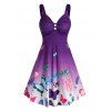 Robe Caraco à Taille Haute en Couleur Ombrée à Imprimé Papillon - Concorde XL