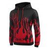 Pull-over Poches Kangourou avec Capuche à Imprimé Flammes - Noir M