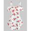 T-shirt à Imprimé Floral et Epaules Froides - Rose clair L