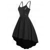 Sequined Open Back High Low Party Dress - BLACK L