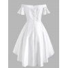 Lace Insert Bowknot Off Shoulder High Low Dress - WHITE S