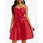 Sequined Lace Insert Bowknot Belted Cami Party Dress - RED M