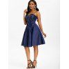 Sequined Lace Insert Bowknot Belted Cami Party Dress - BLUE L