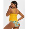 Vacation Tankini Swimwear Modest Swimsuit Sunflower Print Knotted Empire Waist Bathing Suit - YELLOW M