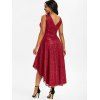 Lace Sequined Surplice Dovetail Dress - RED L