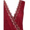 Flowe Lace Plunging High Low Prom Dress Sequined Surplice Dovetail Dress - RED L