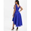 Lace Sequined Surplice Dovetail Dress - BLUE XL