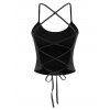 Open Back Lace Up Cami Tank Top - BLACK XXL