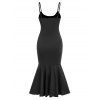 High Low Flounce Slip Mermaid Dress - BLACK XL