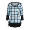 T-shirt avec Poche à Carreaux à Lacets - Bleu clair L