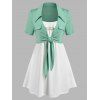 Ensemble de Haut Noué en Avant de Grande Taille avec Camisole - Vert clair 5X