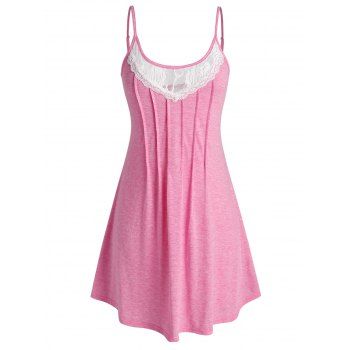 

Plus Size Floral Lace Insert Cami Nightdress, Light pink